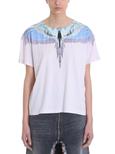 Marcelo Burlon County Of Milan Wings White Cotton T-shirt In Rose-pink
