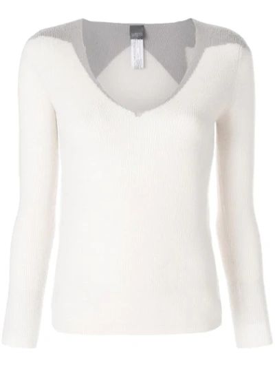 Lorena Antoniazzi Star Embellished Fitted Jumper In Neutrals