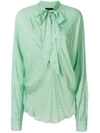 Alexandre Vauthier Dotted Tie Neck Blouse - Green