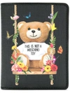 Moschino Teddy Bear Printed Snap Wallet In Black
