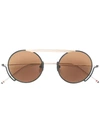 Thom Browne Metal Round Aviator Sunglasses In Metallic