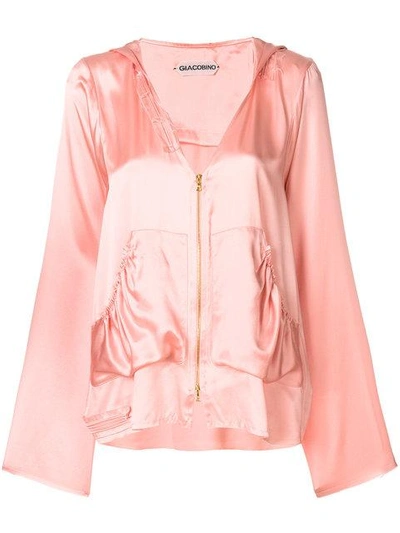 Giacobino Asymmetric Zip Front Hoodie - Pink