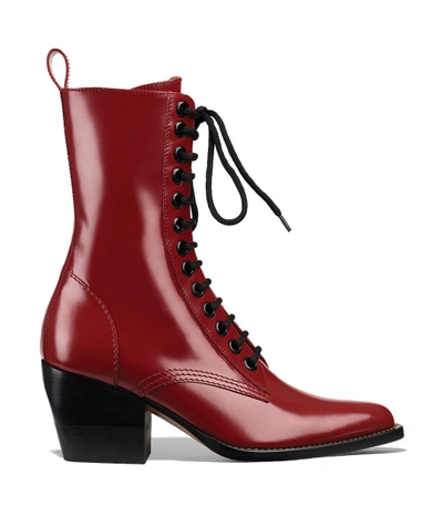 Chloé Western Boots In Intense Red
