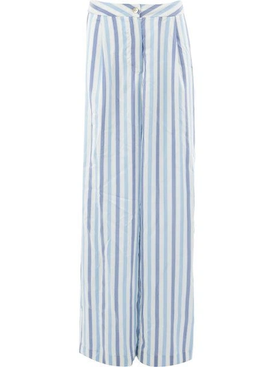 Thierry Colson Striped Wide-leg Trousers In Blue