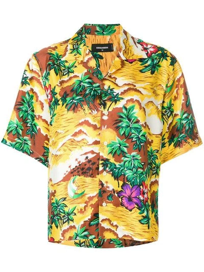 Dsquared2 Exotic Print Shirt In Yellow