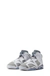 Jordan Kids' Air  6 Retro High Top Sneaker In White/ Medium Grey