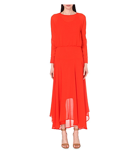 Maje Handkerchief Midi Dress In Red Orange | ModeSens