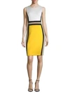 Calvin Klein Colorblock Sleeveless Sheath Dress In Canary