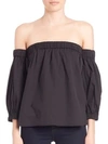 Milly Off-the-shoulder Blouse In Black
