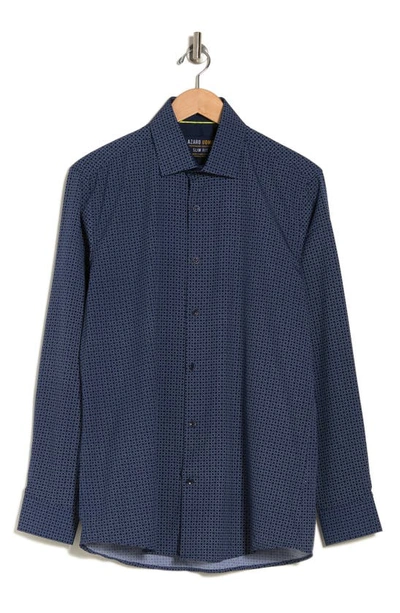Azaro Uomo Slim Fit Wrinkle-resistant Performance Stretch Button-up Shirt In Navy