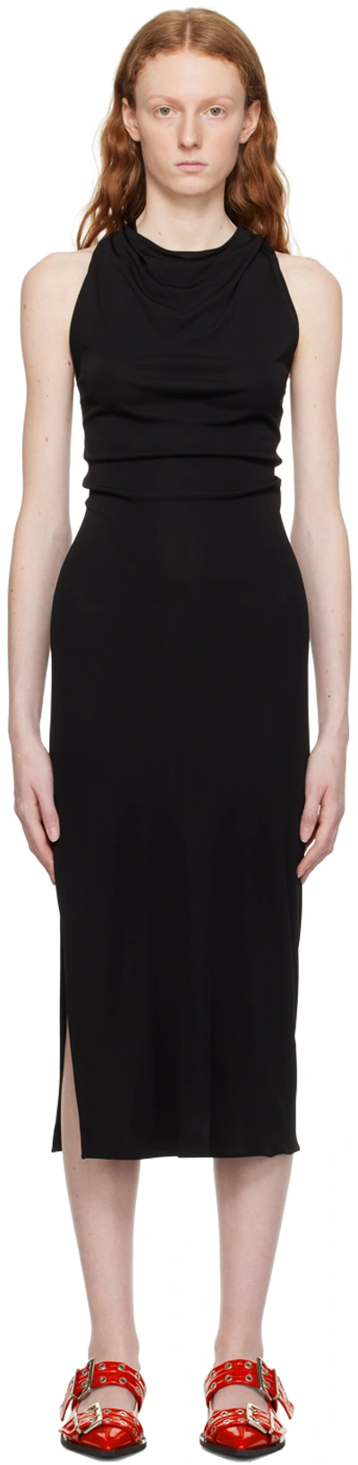 Helmut Lang Black Twisted Maxi Dress