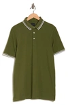 14th & Union Coolmax® & Cotton Blend Tipped Polo In Green Cypress