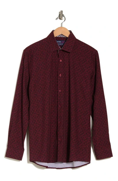 Azaro Uomo Slim Fit Wrinkle Resistant Performance Stretch Button-up Shirt In Burgundy