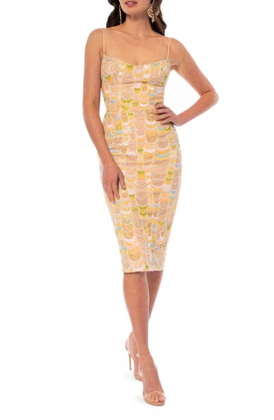 Helsi Hayden Sequin Sheath Cocktail Dress In Summer Yellow