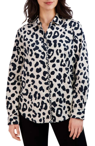 Foxcroft Cheetah Print Shirt In Black/ Ivory