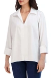 Foxcroft Agnes Split Cuff Popover Blouse In White