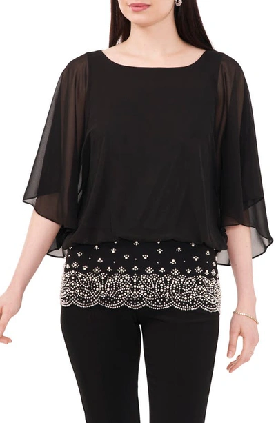 Chaus Embellished Border Top In Black 001