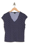 Halogen V-neck Dolman Sleeve T-shirt In Navy/ White