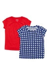 Harper Canyon Kids' Cotton Short Sleeve T-shirt In Blue Twilight Gingham Pack