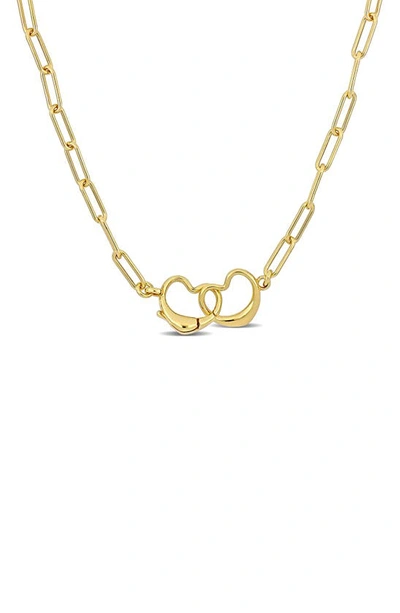 Delmar Open Heart Paperclip Link Necklace In Gold