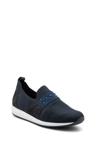 Ara Lynn Knit Slip-on Sneaker In Navy Wovenstretch