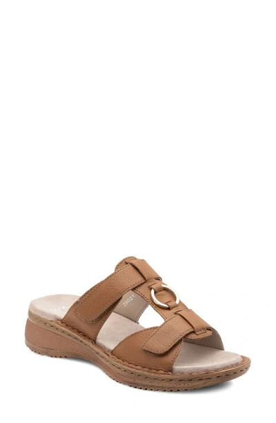 Ara Herra Slide Sandal In Cognac Leather