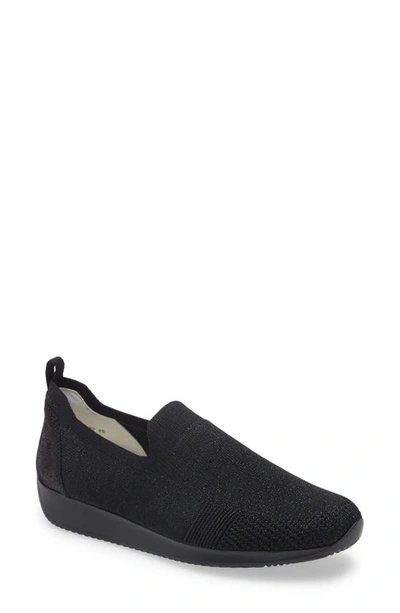 Ara Leena Sneaker In Black Wovenstretch Fabric