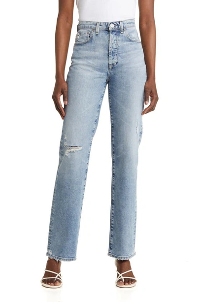 Ag Alexxis Ripped High Waist Straight Leg Jeans In 22 Years Driftwood