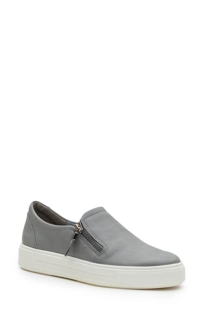 Ara Cayce Leather Zip Sneaker In Oyster Cervocalf