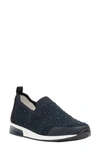 Ara Layton Rhinestone Slip-on Shoe In Navy Wovenstretch W/ Stones
