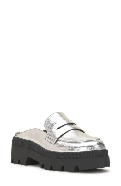 Jessica Simpson Uma Platform Penny Loafer Mule In Silver