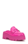 Jessica Simpson Uma Platform Penny Loafer Mule In Valley Pink Faux Leather