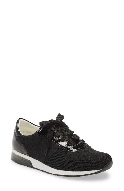 Ara Leigh Shimmer Sneaker In Black Fabric