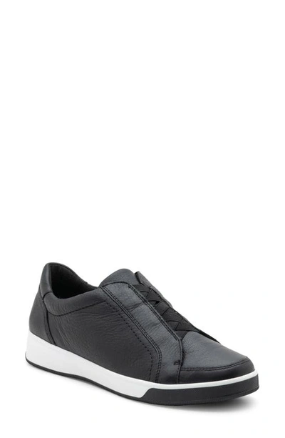 Ara Rei Slip-on Sneaker In Black Calf