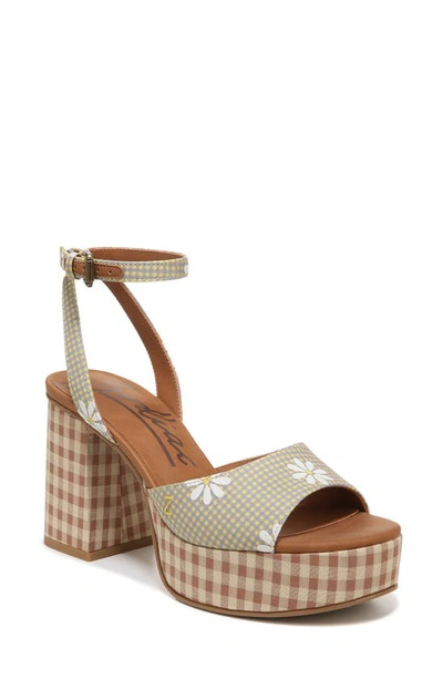 Zodiac Priya Ankle Strap Platform Sandal In Yellow/ Blue