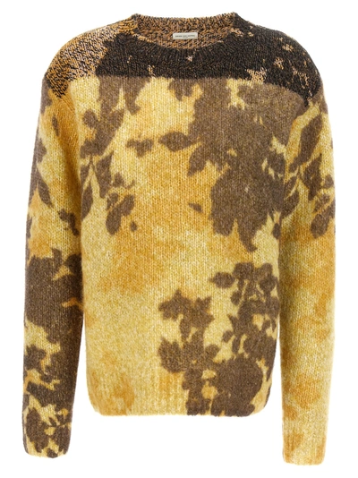 Dries Van Noten Tout Floral Wool Sweater In Yellow