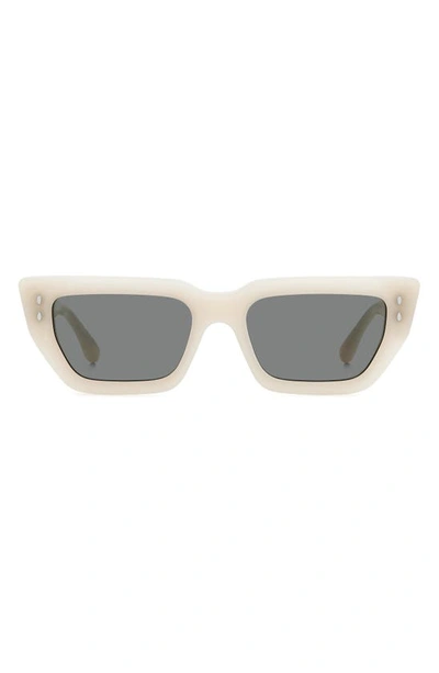 Isabel Marant Im0159s Logo Acetate Rectangle Sunglasses In Ivory/ Grey