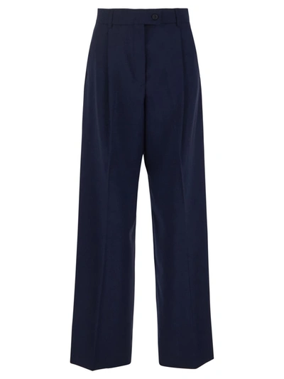Sportmax Button Detailed Straight Leg Trousers In Blue
