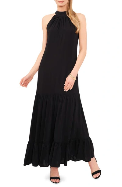 Vince Camuto Oscar Bow Back Tiered Maxi Dress In Rich Black