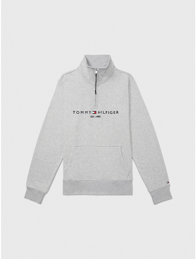 Tommy Hilfiger Mockneck Logo Sweatshirt In Grey Heather