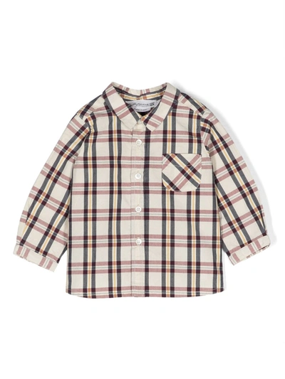 Bonpoint Babies' Check-pattern Long-sleeve Shirt In Burgundy