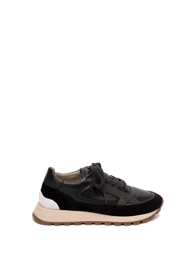 Brunello Cucinelli Leather Sneakers In Negro