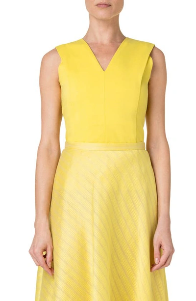Akris Punto Double V-neck Stretch Jersey Top In Canary