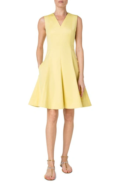 Akris Punto Sleeveless Stretch Cotton Fit & Flare Dress In Canary