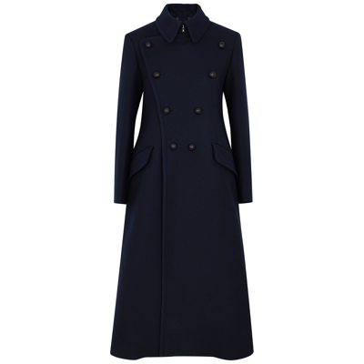 Chloé Double-breasted Wool-blend Coat In Dark Blue