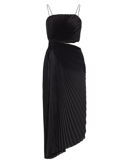 Alice And Olivia Women's Fayeth Pleated Cut-out Midi-dress In Black