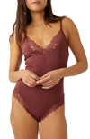 Free People Intimately Fp Wild Bunch Lace Bodysuit In Cinnamon Rose