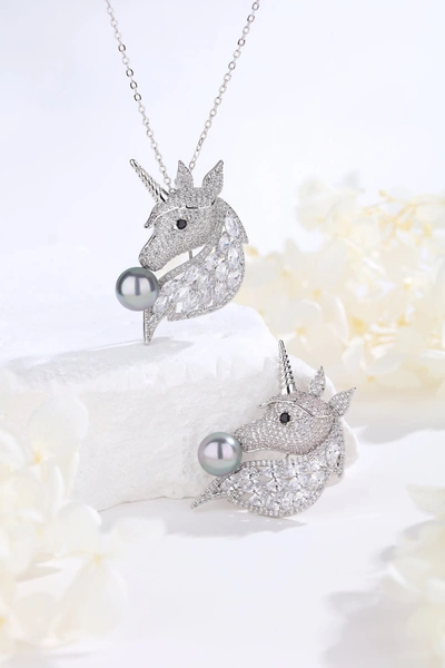 Classicharms Silver Pavé Unicorn Brooch