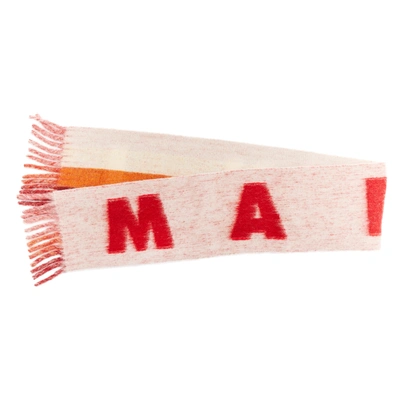 Marni Men's Logo Wool-blend Scarf In Pink/red