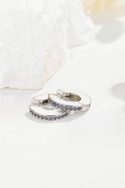 Classicharms Purple Cubic Zirconia Hoop Earrings In Silver